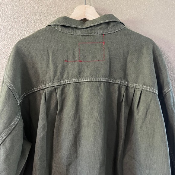 NEW Levi’s Oversized Red Cotton hemp Green denim chore coat - Picture 15 of 16